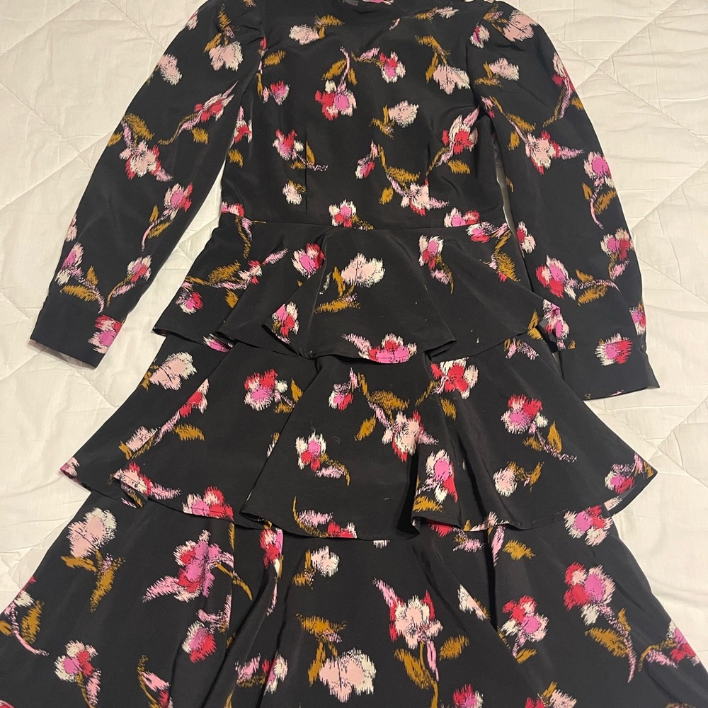 Who What Wear Black Dress with Pink and Gold Accents